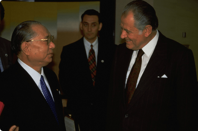 画像:初会見は、チリの国家元首として初来日した折（1992年11月19日、東京）