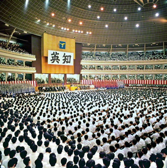 画像 第11回学生部総会で、池田先生が日中国交正常化提言を発表(1968年9月、東京・日大講堂で)