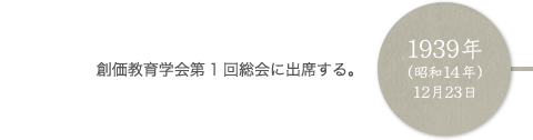 1939年（昭和14年）12月23日 創価教育学会第1回総会に出席する。